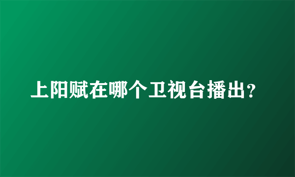 上阳赋在哪个卫视台播出？