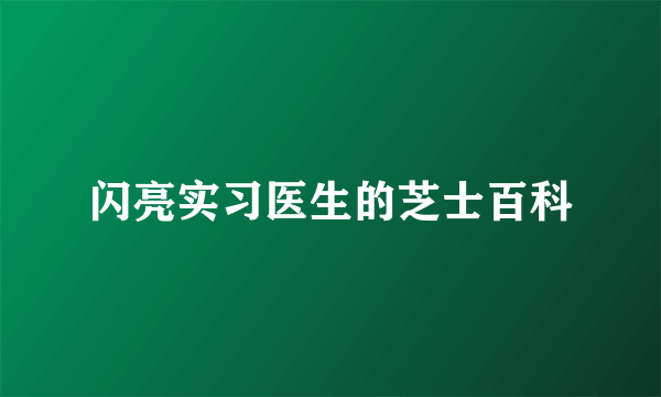 闪亮实习医生的芝士百科