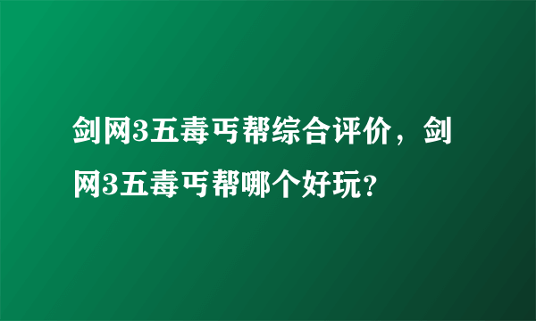 剑网3五毒丐帮综合评价，剑网3五毒丐帮哪个好玩？