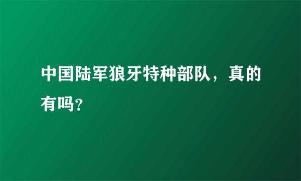 中国陆军狼牙特种部队，真的有吗？