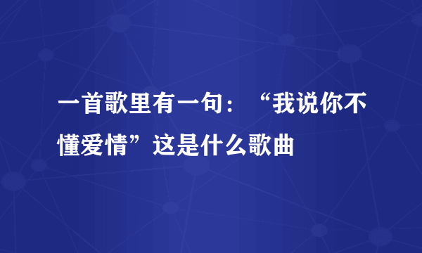 一首歌里有一句：“我说你不懂爱情”这是什么歌曲