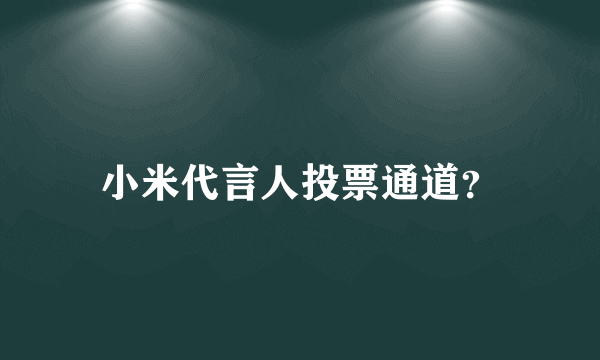 小米代言人投票通道？