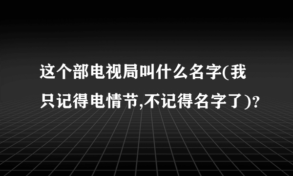 这个部电视局叫什么名字(我只记得电情节,不记得名字了)？