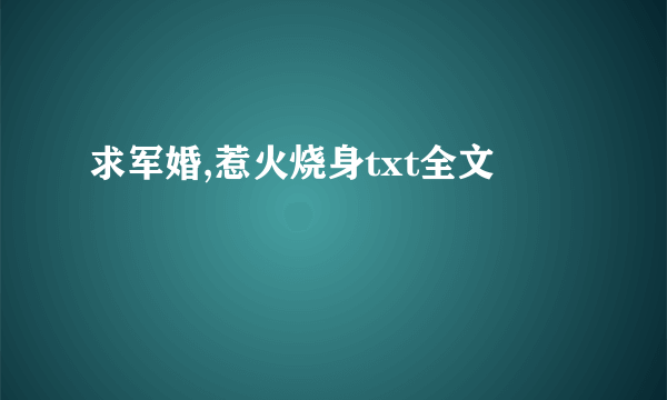 求军婚,惹火烧身txt全文