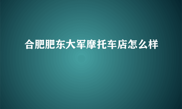 合肥肥东大军摩托车店怎么样