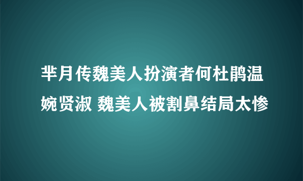 芈月传魏美人扮演者何杜鹃温婉贤淑 魏美人被割鼻结局太惨