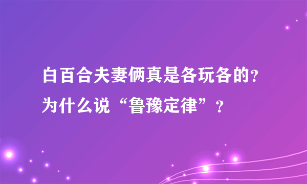 白百合夫妻俩真是各玩各的？为什么说“鲁豫定律”？