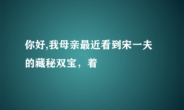 你好,我母亲最近看到宋一夫的藏秘双宝，着