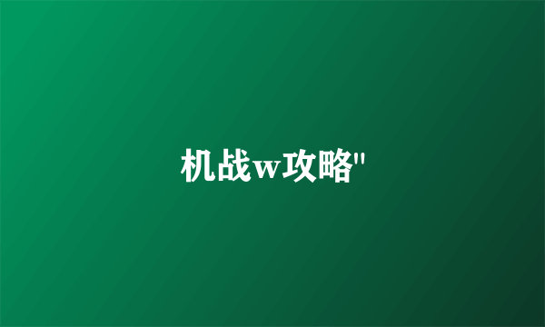 机战w攻略