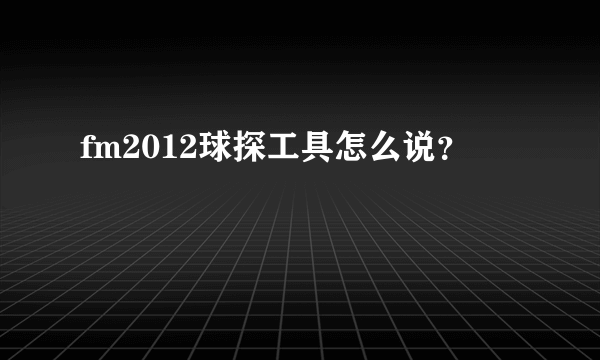 fm2012球探工具怎么说？