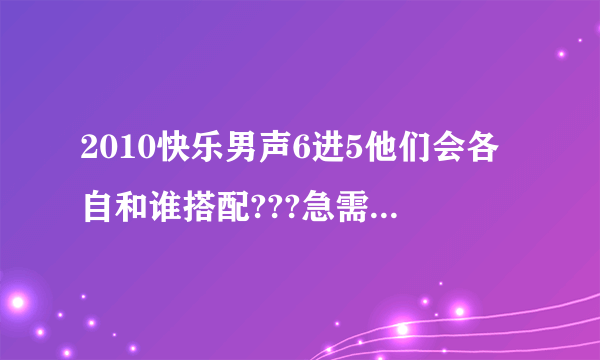 2010快乐男声6进5他们会各自和谁搭配???急需答案！！！！