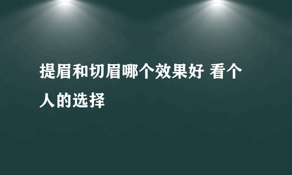 提眉和切眉哪个效果好 看个人的选择