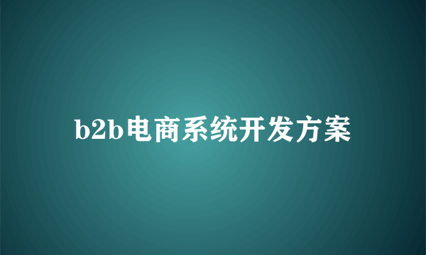 b2b电商系统开发方案