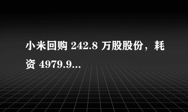 小米回购 242.8 万股股份，耗资 4979.9 万港元