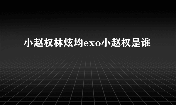 小赵权林炫均exo小赵权是谁