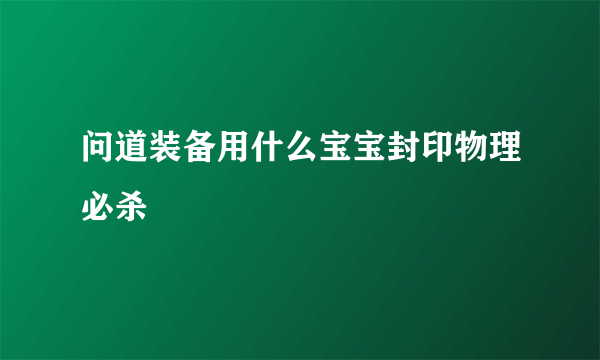 问道装备用什么宝宝封印物理必杀