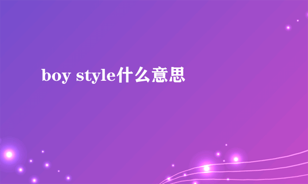 boy style什么意思