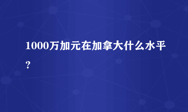 1000万加元在加拿大什么水平？