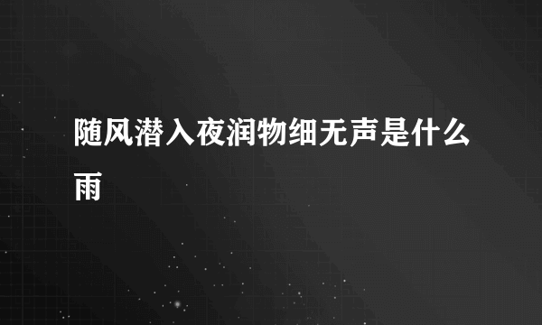 随风潜入夜润物细无声是什么雨