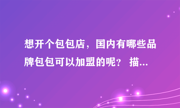 想开个包包店，国内有哪些品牌包包可以加盟的呢？ 描叙 详细的介绍一下国内知名点的加盟包包店，和他们的