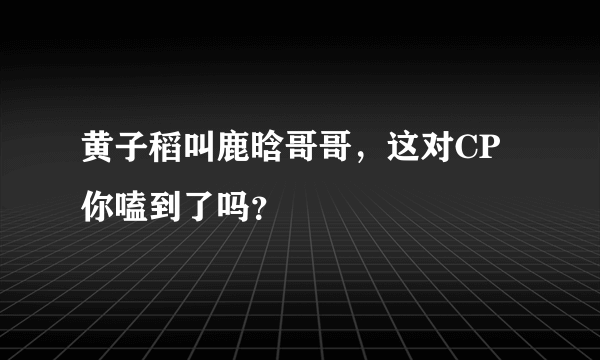 黄子稻叫鹿晗哥哥，这对CP你嗑到了吗？