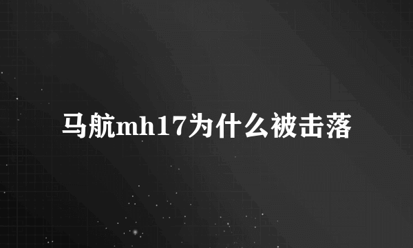 马航mh17为什么被击落