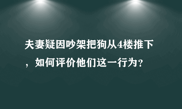 夫妻疑因吵架把狗从4楼推下，如何评价他们这一行为？