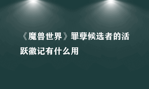 《魔兽世界》罪孽候选者的活跃徽记有什么用