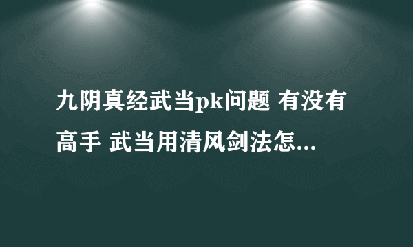 九阴真经武当pk问题 有没有高手 武当用清风剑法怎么pk才牛