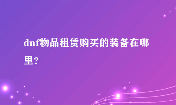 dnf物品租赁购买的装备在哪里？