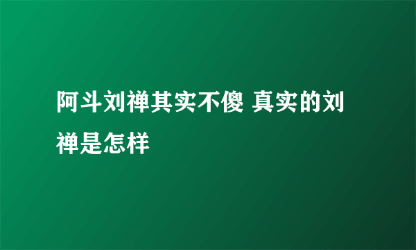 阿斗刘禅其实不傻 真实的刘禅是怎样