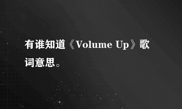 有谁知道《Volume Up》歌词意思。