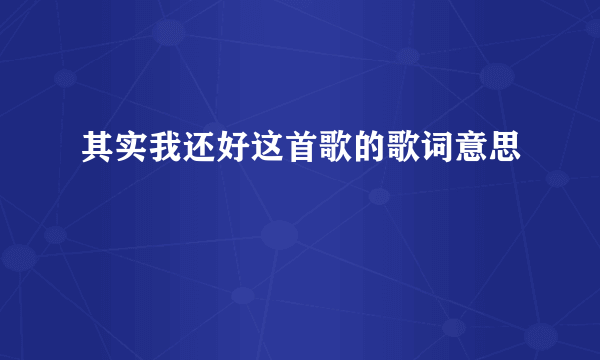 其实我还好这首歌的歌词意思