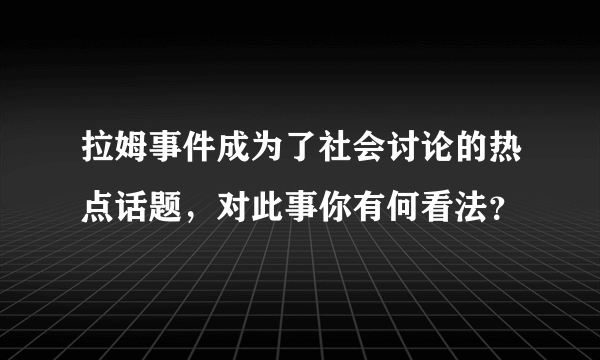 拉姆事件成为了社会讨论的热点话题，对此事你有何看法？