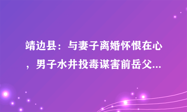 靖边县：与妻子离婚怀恨在心，男子水井投毒谋害前岳父, 你怎么看？