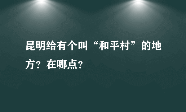 昆明给有个叫“和平村”的地方？在哪点？