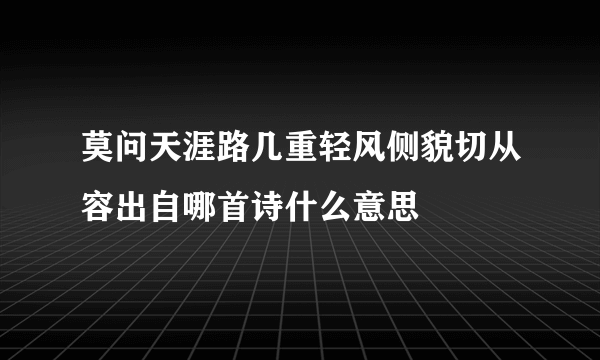 莫问天涯路几重轻风侧貌切从容出自哪首诗什么意思