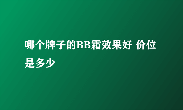 哪个牌子的BB霜效果好 价位是多少