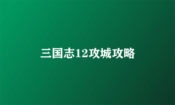 三国志12攻城攻略