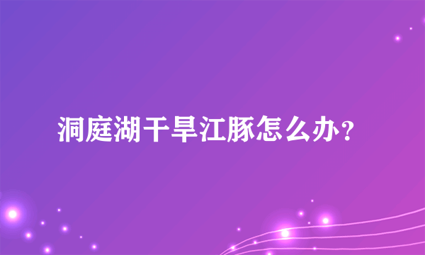 洞庭湖干旱江豚怎么办？