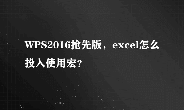 WPS2016抢先版，excel怎么投入使用宏？