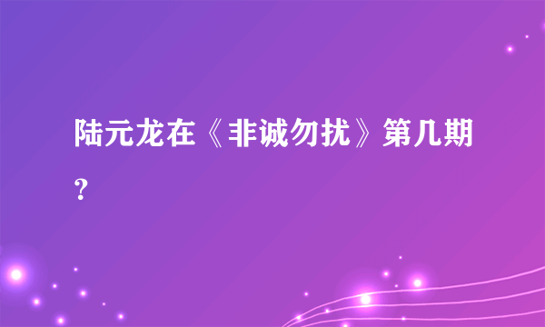 陆元龙在《非诚勿扰》第几期？