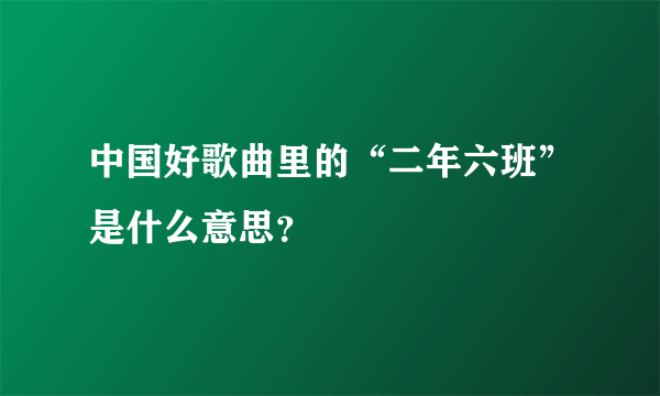 中国好歌曲里的“二年六班”是什么意思？