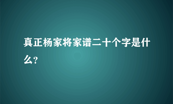 真正杨家将家谱二十个字是什么？