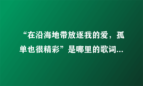 “在沿海地带放逐我的爱，孤单也很精彩”是哪里的歌词吗？如果不是，那哪来的？