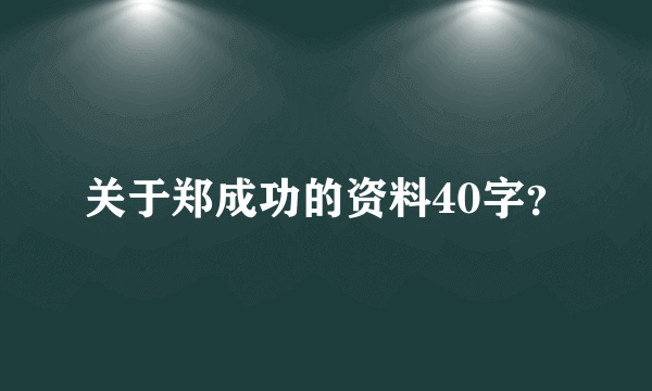 关于郑成功的资料40字？