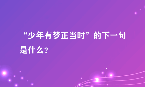 “少年有梦正当时”的下一句是什么？