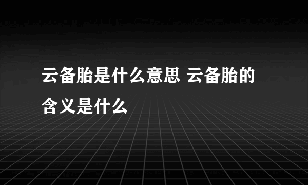 云备胎是什么意思 云备胎的含义是什么