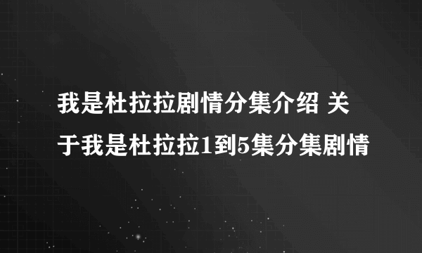 我是杜拉拉剧情分集介绍 关于我是杜拉拉1到5集分集剧情