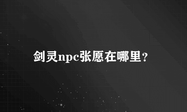 剑灵npc张愿在哪里？